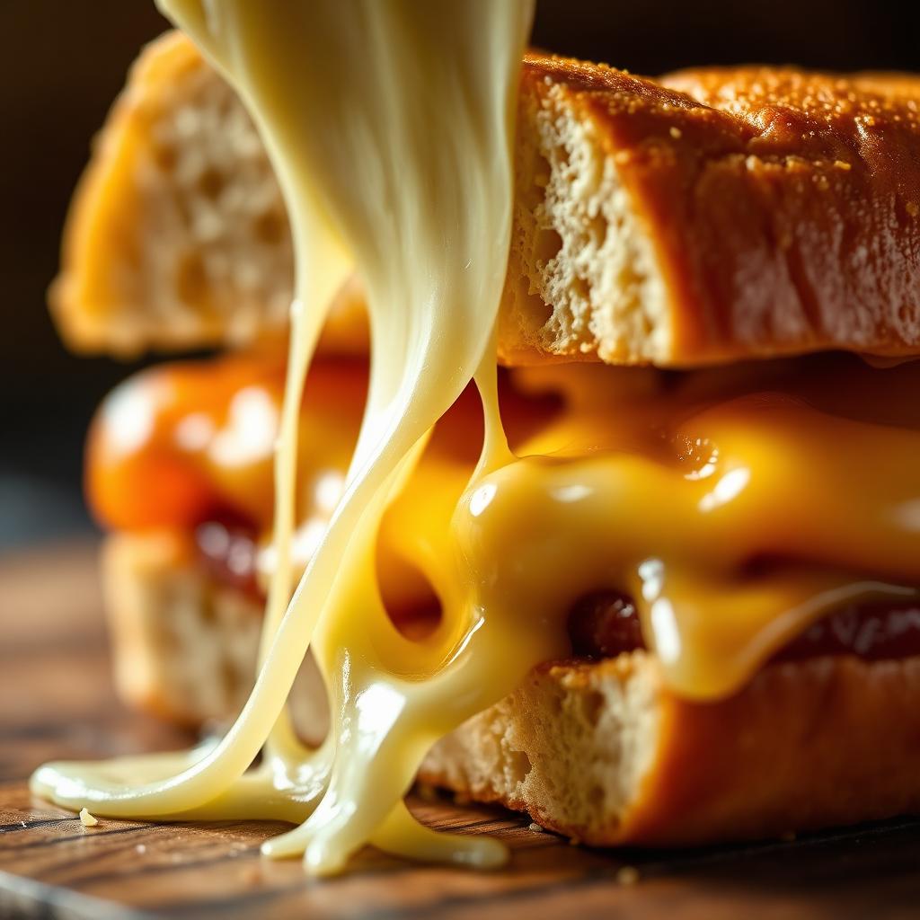Cheese pull from a freshly baked sub